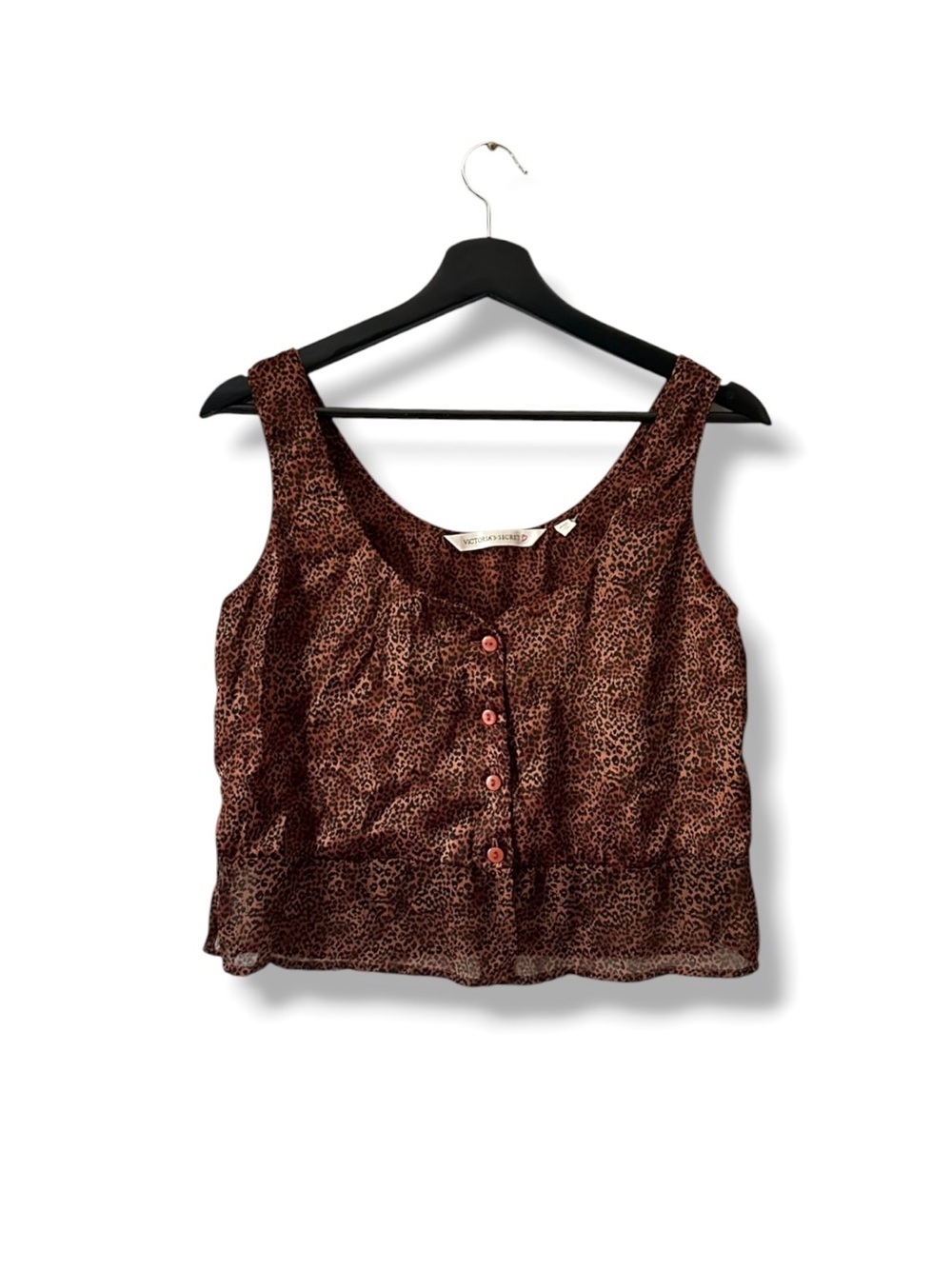 Victoria’s Secret 90s vintage leopard animal print satin chiffon tank top XS